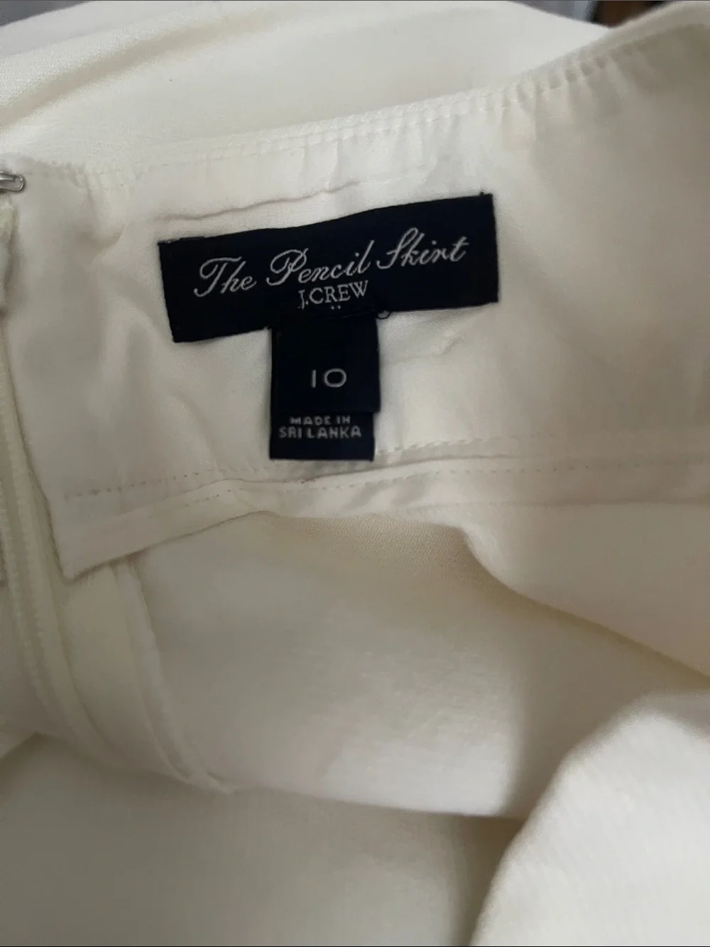 J. Crew White The Pencil Skirt - Double Serge Cotton Size 10